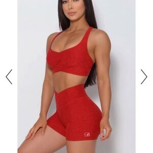 Bombshell Sportswear Tiny Waist Sunset Red Shorts Medium
